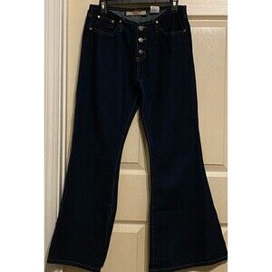 VTG Y2K PARIS BLUES Original Low-Mid Rise Flare Button Fly Dark Denim Jeans 11